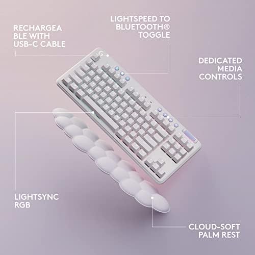 Безжична ръчна детска клавиатура Logitech G715 с RGB подсветка, скоростта на СВЕТЛИНАТА, линейни изходи (GX Red) и стойка за ръце, съвместима