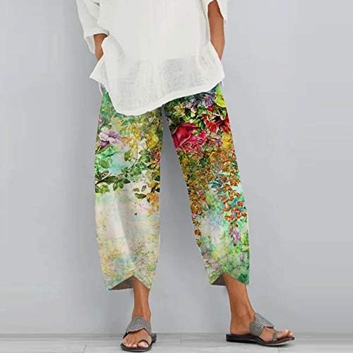 HonpraD широки панталони капри за жени, ежедневни летни удобни работни панталони, дамски модни улични панталони с тънък принтом