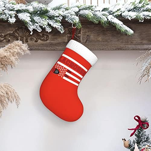 QG ZZX Американски Флаг Екипировка За Лакросса Коледен Отглеждане на Коледни Чорапи, Окачен Чорап За Камина 18 Инча Празнична Украса