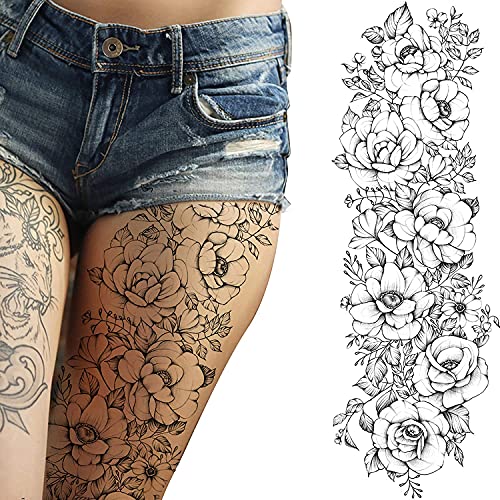 Tatodays 2 x Временни татуировки за жени, наклеивающиеся на цветя, рози, цветя флора, временни татуировки за възрастни, переводные етикети
