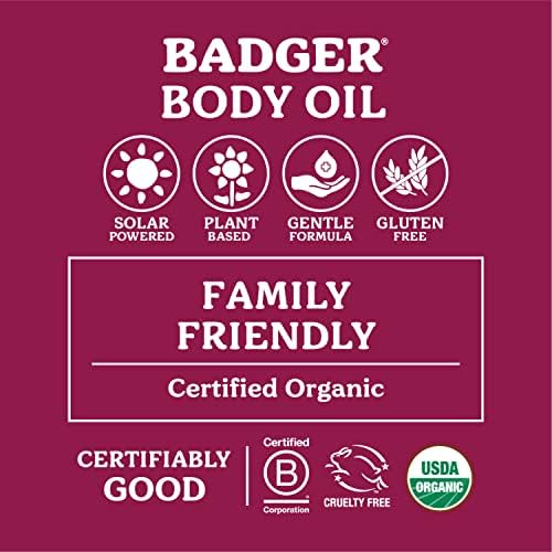 Масло за тяло Badger, Дамасская Роза, Сертифицирано Органично Масло За Тяло, Натурално Масло За тяло, Масло за грижа за кожата,