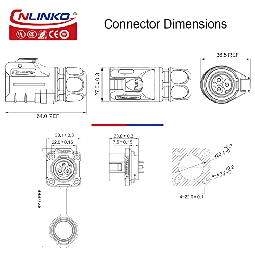 Промишлен водоустойчив конектор CNLINKO LP-20 IP67 през Цялата конектор за бърза връзка Авиационен конектор Быстроразъемный Болт с