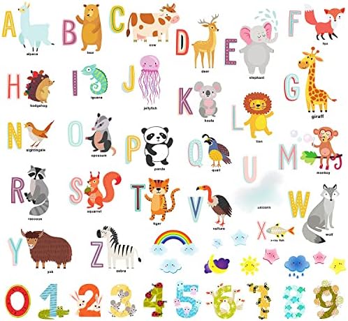 Стикери за Стена с Азбука Penta Angel Подвижни Животни Букви ABC Цифри Обучение на Стикери За Стена за Момчета И Момичета, Страхотна Детска