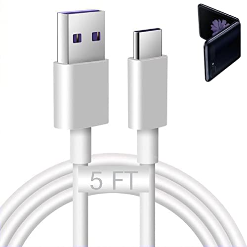 5-Крак Кабел за бързо зарядно устройство, USB Type C, кабел за зареждане Кабел за Samsung Galaxy Z Flip 4, Z Flip 3, Flip 2,