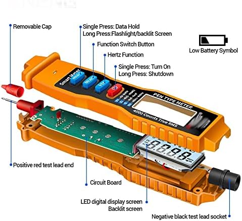 Цифров мултицет WDBBY Pen Type Meter 4000 Точки с Безконтактен Измерителем Съпротива на ac/dc напрежение, капацитет, Hz, инструмент