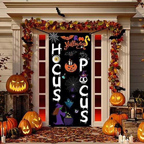 WEBSUN Вратите Украса за Хелоуин, аксесоари за Врати на Капачката в формата на Фокус-Покуса, Голяма Тъканно Знак за парти