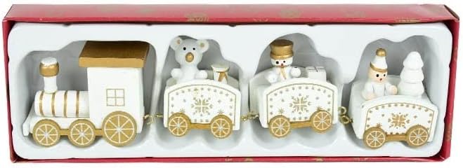 Коледна Украса PIFUDE Коледен Дървен Влак Украшение Сладък Рисувана Влак с Дядо Коледа, Снежен човек Коледна Украса за парти