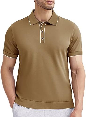 Мъжки Трикотажни Ризи Поло ALTAIREGA, Памучен Ежедневни Риза Поло с Къс Ръкав, Реколта Ризи с яка и 3 Копчета