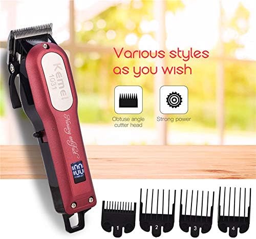 Машина за Подстригване на коса KEMEI, Електрическа Професионална Мощна Безжична Машина За Подстригване на Коса, Акумулаторна батерия led
