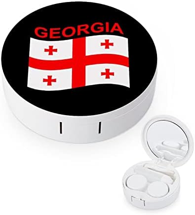 Комплект от Чанти За Контактни Лещи с флага на Грузия За Пътуване Преносима Кутия За Съхранение на Контактни Лещи с Огледало