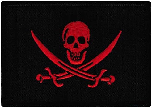Нашивка с бродирани флага Веселия Роджър Черната Брада, Черно-Бял Пиратски Череп, Iron