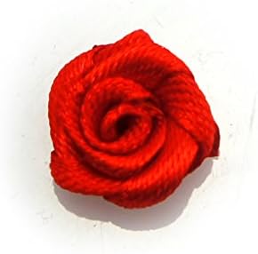 Малка Лента Роза, Ръчно изработени, пришитая до планкам 15 мм, Опаковка от 50 на червени орнаменти