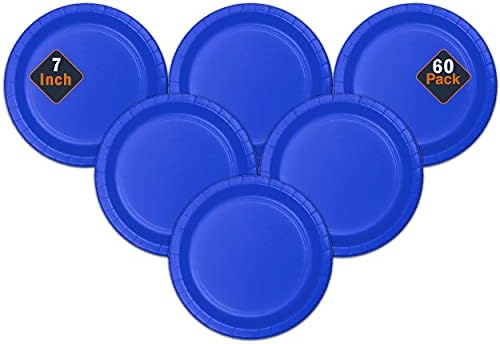 Комплект кръгли хартиени чинии премиум клас- 60 бр, на Едро Луксозни Еднократна Кът чинии от плътна кръгла хартия Royal Blue