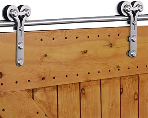 ZLXDP Y-Образен комплект обков за плъзгащи се дървени врати от неръждаема стомана, сребрист форма за една врата (Цвят: бяло-плодов