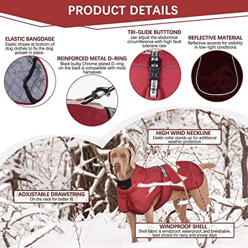 ROZKITCH Много Топло Палто за кучета, Светоотражающая Регулируема Яке за кучета, Зимно палто за кучета с катарама, Руното