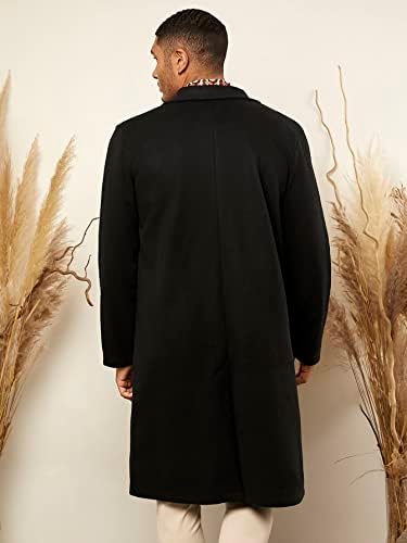 Мъжки яке Xinbalove, Якета за мъже, однобортное палто с ревера на шията (Цвят: черен Размер: Средно)
