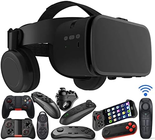 NUOPAIPLUS VR Слушалки, 3D VR Очила за Виртуална Реалност Безжична Bluetooth VR Слушалки Каска за смартфон 4,7-6,2 Инча за филми