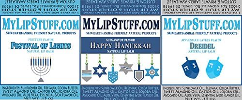 Набор от естествени балсами за устни My Lip Неща HANUKKAH PACK (Happy Hanukah, Dreidel, Фестивал на светлините)