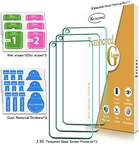 Защитно фолио Kesuwe (3 опаковки) за Samsung Galaxy A21s от закалено стъкло, твърдост 9H, защита от надраскване, без мехурчета,