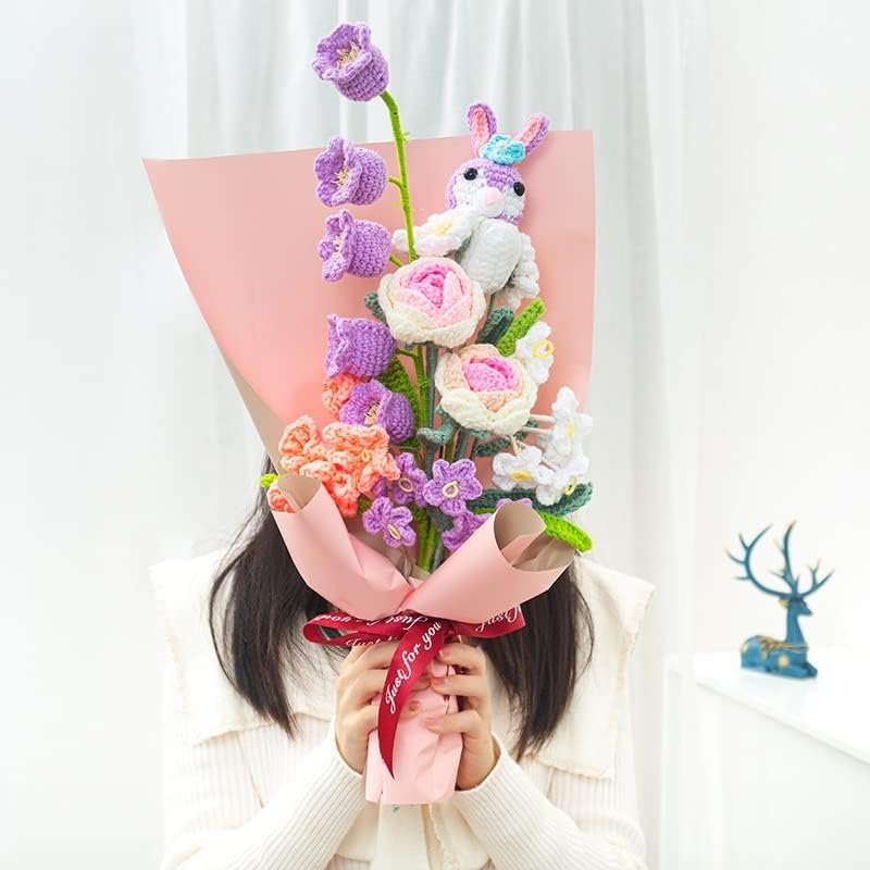 ZSQHD Прежди за ръчно плетене Immortal Flower Bouquet Набор от прежда Материал За плетене на една кука Подарочное оферта вътрешна Декорация