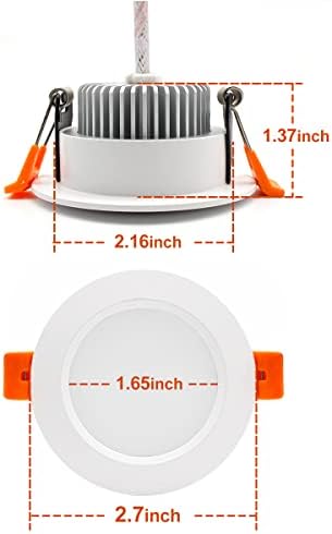 YGS-Tech 2-Инчов led-Вградени лампа с регулируема яркост, 3 W (еквивалент на 35 W халогенни), дневна бяла светлина 5000