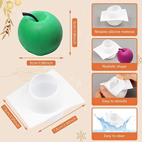 ONNPNN 2 Бр. Силиконовата форма във формата на Ябълки, Креативна Форма за свещи във формата на Ябълка, 3D Форма за сапун под формата