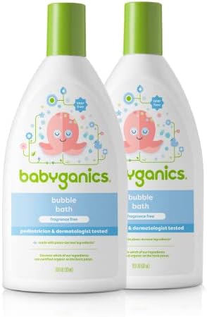 Пяна за вана Babyganics, Не предизвиква алергии, Нежно почиства, Без ароматизатори, 20 течни унции (опаковка от 2 броя), Опаковката