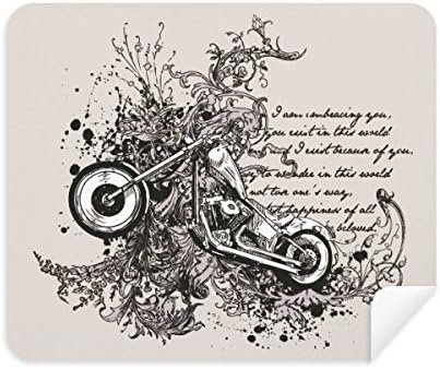 Мотоциклет Текст Цветя Модел Илюстрация Плат За Почистване на Екрана за Пречистване на 2 елемента Замшевая Плат