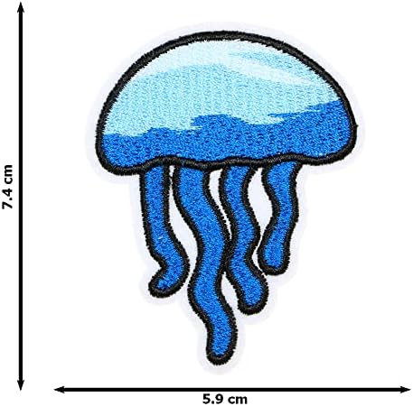 JPT - Синята Медуза Океана на Плажа Риба Скъпа Мультяшная Бродирана Апликация на Гали/Шият Ивици Икона Сладко Лого Нашивка