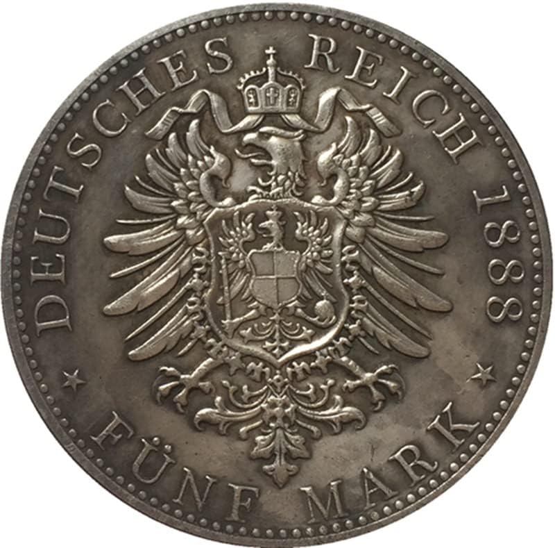 Немски монети от 1888 Г., Медна, със сребърно покритие, Старинни Монети, Монета Събиране на ръчно изработени, подлежащи на выдуванию