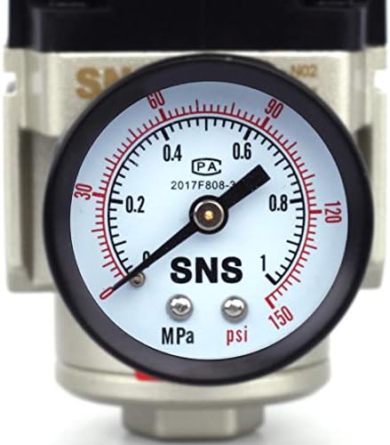 SNS AR3000-N03 Вътрешна Резба 3/8 NPT Регулатор на Налягането на въздуха 0-150 паунда на квадратен инч Регулируема, Скоба, Манометър