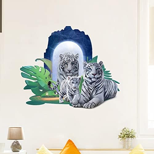 Стикер за стена с Тигър Реалистична 3D Реалистична Свирепая Джунглата, Украса под формата на Бял Тигър, Стикер на Стената за Детска, Детска