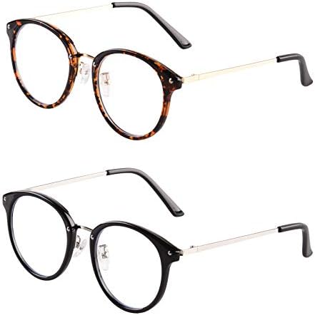siluheng, 2 опаковки, очила за четене, блокиране на синя светлина, силни лещи, ретро кръгли удобни очила