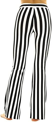 Shinsto Дамски Дълги Панталони-Клеш с висока Талия в Черно-Бели Вертикални Райета 70-те години с Расклешенным Дъното