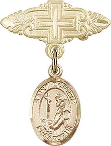 Детски икона Jewels Мания с чар Свети Доминик де Асис и иконата-игла с Кръст | Детски икона от 14-каратово злато с чар Свети