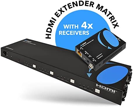 Матрицата удължител OREI 4K 4x4 HDMI - UltraHD 4K при 60 Hz 4: 4: 4 В един единствен кабел CAT5e /6 / 7 с ключа HDR и IR управление,
