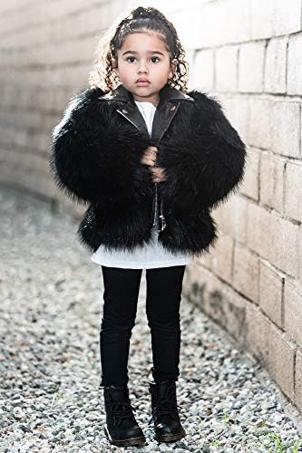 Луксозно палто Little Black Sheep Ivy от Веганского Заек кожа и Кожата Moto за Деца и малки момичета