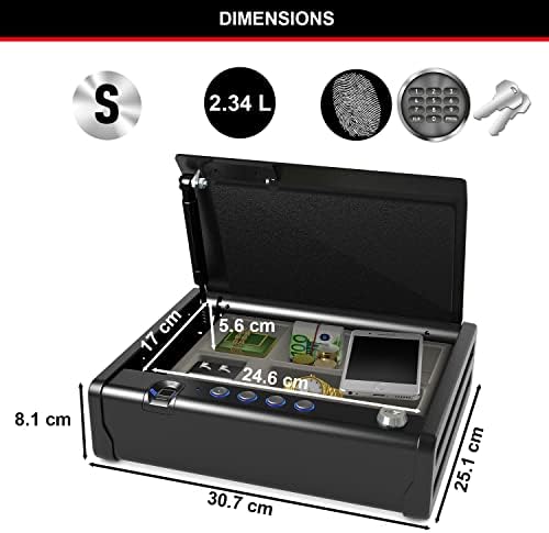 Малко биометрични сейф MASTER LOCK [открива отпечатък от пръст] MLD08EB - Най-подходящ за чековых книги, пари, бижута, паспорти, оръжия