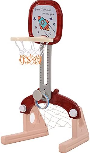 Комплект за деца с пързалка и люлки с Баскетбольным пръстен, Регулируема по височина люлки и пързалки (Червен + БР.)