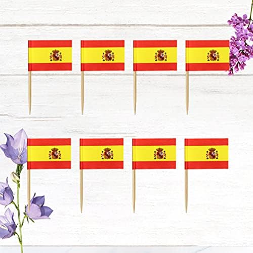 Украса на Кексчета Gadpiparty 100ШТ Знамена-клечки за Зъби Испания, Испански Знамена, Малка Мини-Пръчка, за Еднократна употреба Плодови