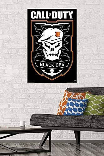 Тенденцията на международното Call of Duty: Black Ops 4 - Плакат с логото на стената, 22.375 x 34, Версия без рамка