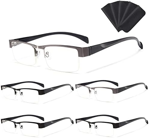 Очила за четене за Мъже, Блокиране на Синя Светлина, Метални Очила за четене, От напрежението за очите/Мигрена, Компютърни Очила, 5