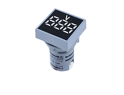 BUDAY 22 мм Мини Цифров Волтметър Квадратен ac 20-500 В Волта Тестер за напрежение на електромера Led лампи Дисплей (Цвят: бял)