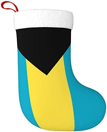 QG ZZX Коледни Чорапи с Бяла Супер Меки Плюшени Белезници, Коледни Чорапи с Багамским Флага, Коледни Украси, Отглеждане