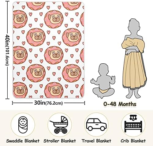 Пеленальное Одеяло с Пончиком и Мопс, Памучно Одеало за Бебета, Като Юрган, Леко Меко Пеленальное Одеало за детско креватче,