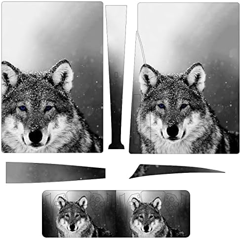 Wolf in The Snow Пълен Защитен калъф за кожата Дизайн Амбалажна Стикер Стикер е Съвместима с диск версия PS5 Конзола и контролер