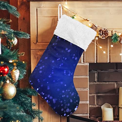 Коледни Чорапи ALAZA, Синьо Коледен Фон, Класически Персонализирани Големи Чулочные Украса за Семейни Тържества, декорация за Партита,