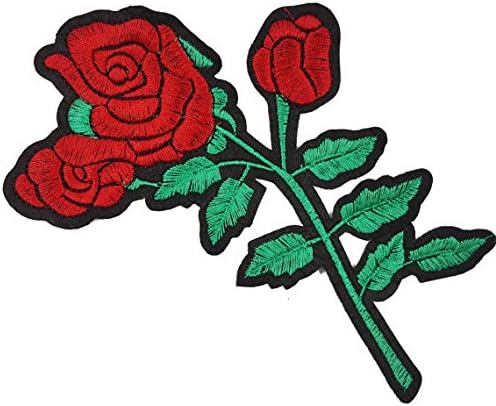 Червени Рози Бродирани Цветя Ивици Апликации 1 бр.