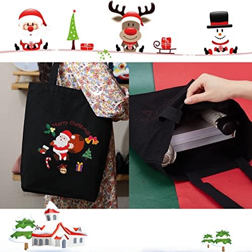 Комплект за бродиране холщовой чанти-тоут WADORN с шарките на Дядо Коледа и инструкции, Комплект за бродиране черна Холщовой чанти Направи