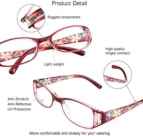 VisionGlobal 3 Чифта Очила за четене, Сгъваеми ридеры със сини светозащитными лещи, Компактни Сгъваеми слънчеви Очила за жени, за носене